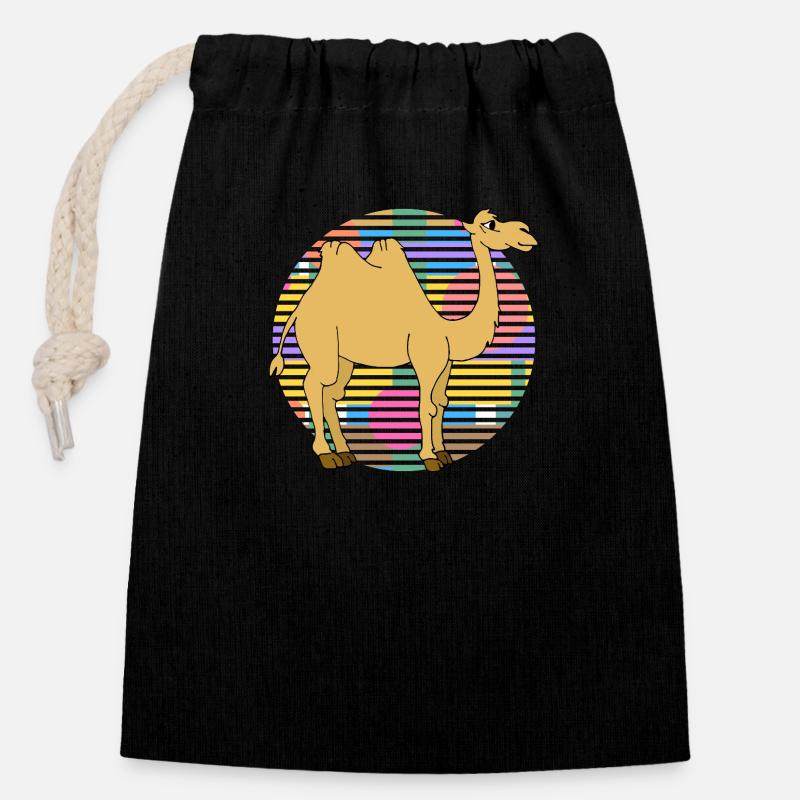 Kamel - Verschließbarer Geschenkbeutel aus Baumwolle (14x20cm) - Schwarz