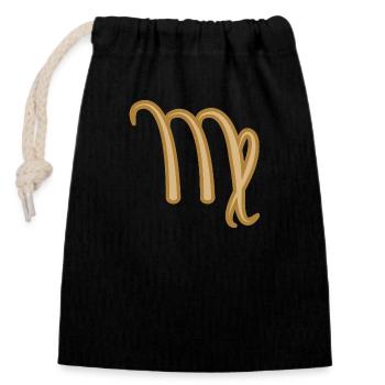 Virgo Zodiac Symbol Two Tone Golden - Closable cotton gift bag (14x20cm) - black - Front