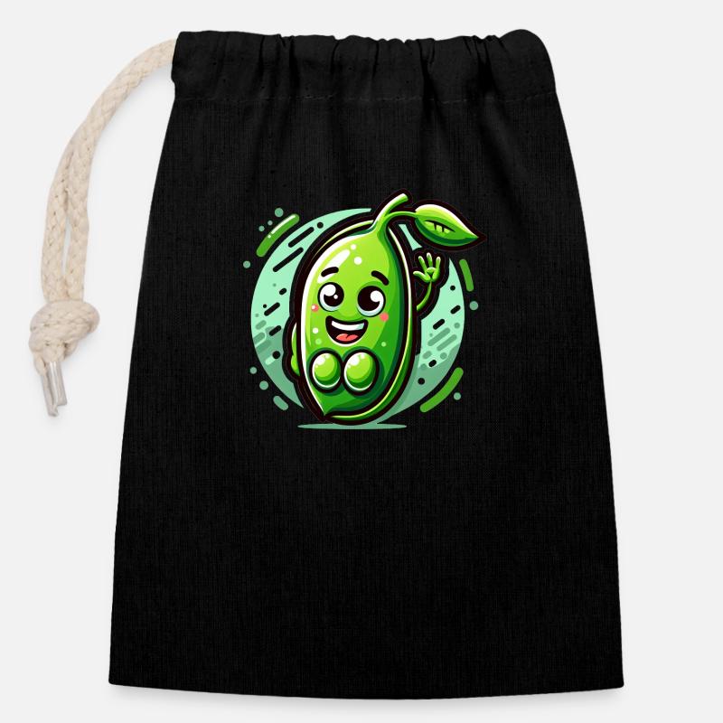 Peas Out and Proud - Closable cotton gift bag (14x20cm) - black