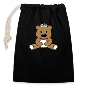 fille princesse koenigin couronne fille féminine - Sac cadeau en coton avec cordon (14 x 20 cm) - noir - Devant