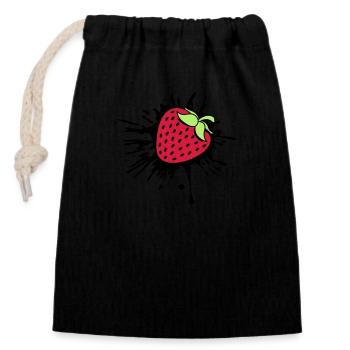 collx couleur goutte graffiti fraise fruité fuite - Sac cadeau en coton avec cordon (14 x 20 cm) - noir - Devant