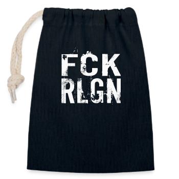 FCK RLGN - Sac cadeau en coton avec cordon (14 x 20 cm) - bleu marine - Devant