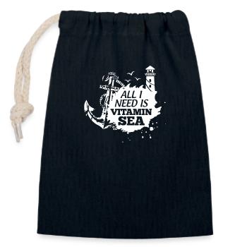 Vitamin Sea Wortspiel Norddeutschland Spruch - Verschließbarer Geschenkbeutel aus Baumwolle (14x20cm) - Navy - Vorne