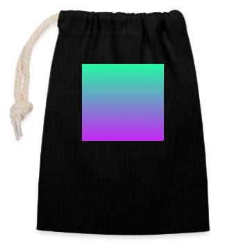 Rainbow gradient turquoise green purple violet - Closable cotton gift bag (14x20cm) - black - Front