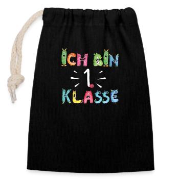Monster Kids Ich bin 1. Klasse - Verschließbarer Geschenkbeutel aus Baumwolle (14x20cm) - Schwarz - Vorne