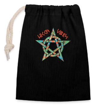pentagramme 3 e 4 runes wicca vibes - Sac cadeau en coton avec cordon (14 x 20 cm) - noir - Devant