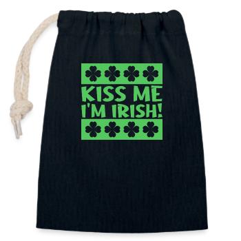 Embrasse-moi, je suis irlandais - Sac cadeau en coton avec cordon (14 x 20 cm) - bleu marine - Devant
