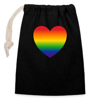Coeur couleurs de l’arc-en-ciel cadeau - Sac cadeau en coton avec cordon (14 x 20 cm) - noir - Devant