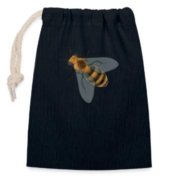 Abeille - Sac cadeau en coton avec cordon (14 x 20 cm) - bleu marine - Devant