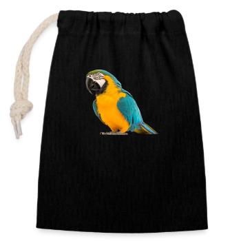 Colorful Parrot - Closable cotton gift bag (14x20cm) - black - Front