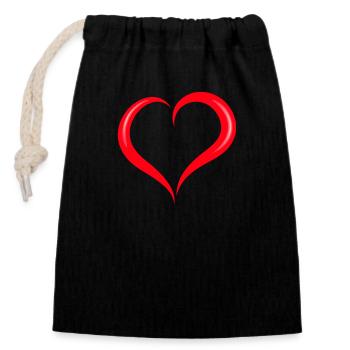 Heart - Closable cotton gift bag (14x20cm) - black - Front