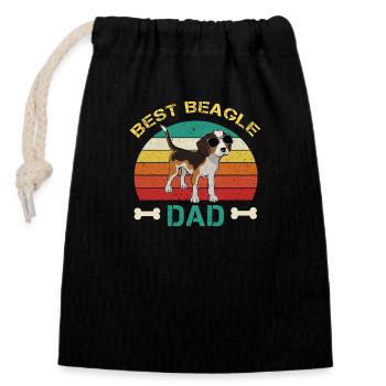 Best Beagle Dad Beagle Holder Gift - Closable cotton gift bag (14x20cm) - black - Front