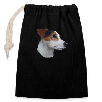 Jack russell terrier - Sac cadeau en coton avec cordon (14 x 20 cm) - noir - Devant