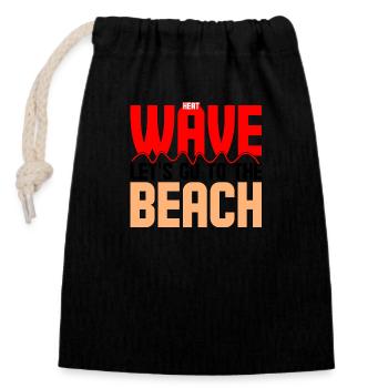 vague de chaleur allons à la plage - Sac cadeau en coton avec cordon (14 x 20 cm) - noir - Devant