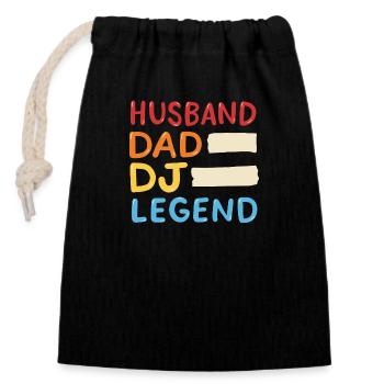 Husband Dad DJ Legend - Verschließbarer Geschenkbeutel aus Baumwolle (14x20cm) - Schwarz - Vorne