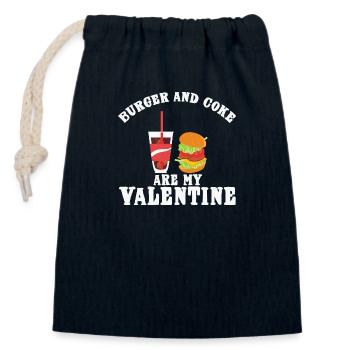 burger is my valentine - Sac cadeau en coton avec cordon (14 x 20 cm) - bleu marine - Devant