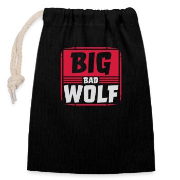 big bad wolf quote - Closable cotton gift bag (14x20cm) - black - Front