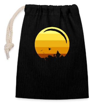 Paragliding - Closable cotton gift bag (14x20cm) - black - Front