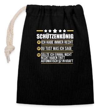 Schützenverein Schützenfest Schützenkönig - Verschließbarer Geschenkbeutel aus Baumwolle (14x20cm) - Schwarz - Vorne