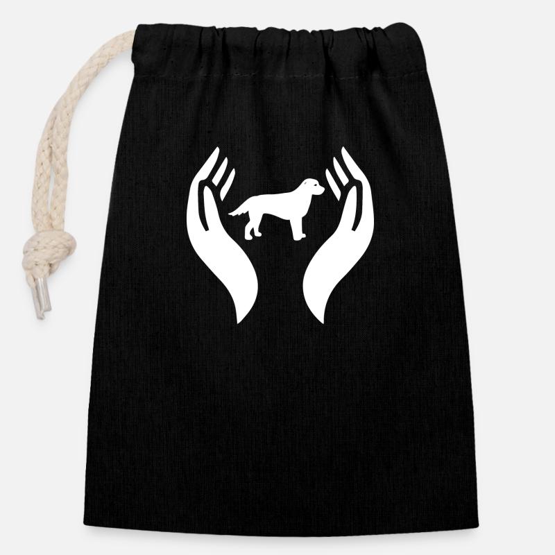 Hund Dog - Closable cotton gift bag (14x20cm) - black