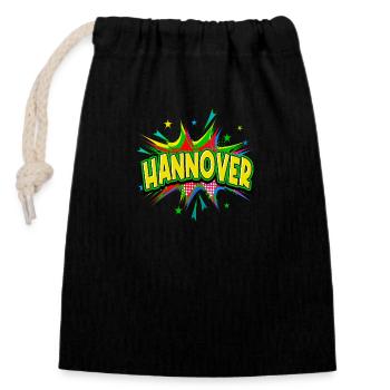 Hanovre Allemagne Ville Pop Art Bande dessinée - Sac cadeau en coton avec cordon (14 x 20 cm) - noir - Devant