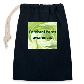 Conscience de la paralysie cérébrale - Sac cadeau en coton avec cordon (14 x 20 cm) - bleu marine - Devant