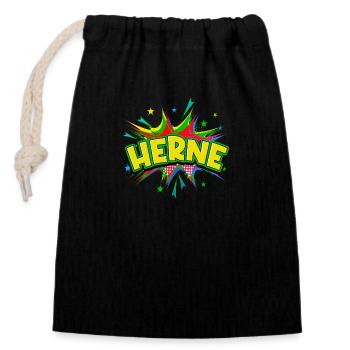 Herne, Allemagne, ville, Pop Art, Bande dessinée - Sac cadeau en coton avec cordon (14 x 20 cm) - noir - Devant