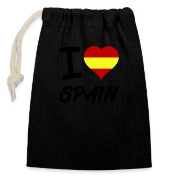 I Love Spain - Verschließbarer Geschenkbeutel aus Baumwolle (14x20cm) - Schwarz - Vorne