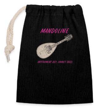 Mandoline Instrument des Jahres alte Mandoline - Verschließbarer Geschenkbeutel aus Baumwolle (14x20cm) - Schwarz - Vorne