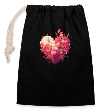 Flower Heart - Closable cotton gift bag (14x20cm) - black - Front