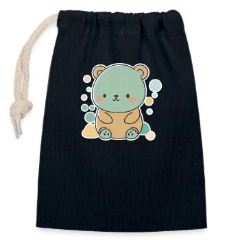 Cute baby bear - Closable cotton gift bag (14x20cm) - navy - Front
