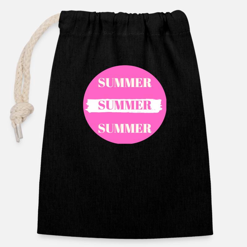 summer tage - Verschließbarer Geschenkbeutel aus Baumwolle (14x20cm) - Schwarz