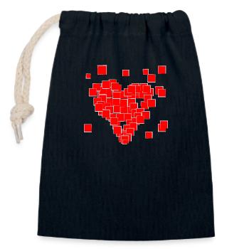 Pixel Heart - Closable cotton gift bag (14x20cm) - navy - Front