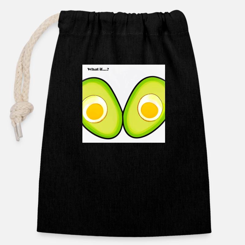 Avocat aux œufs - Sac cadeau en coton avec cordon (14 x 20 cm) - noir