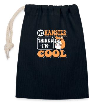 My Hamster Thinks I'm Cool Funny Hamster - Closable cotton gift bag (14x20cm) - navy - Front