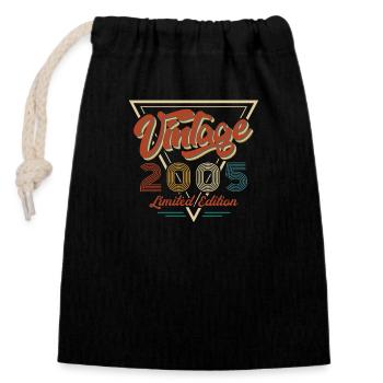 Millésime 2005 18e anniversaire Vintage Retro Limited - Sac cadeau en coton avec cordon (14 x 20 cm) - noir - Devant