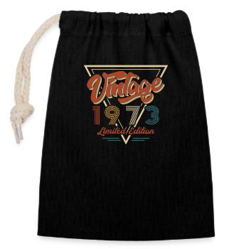 Vintage 1973 50th Birthday Vintage Retro Limited - Sac cadeau en coton avec cordon (14 x 20 cm) - noir - Devant