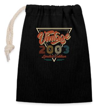 Vintage 2003 20th Birthday Vintage Retro Limited - Closable cotton gift bag (14x20cm) - black - Front