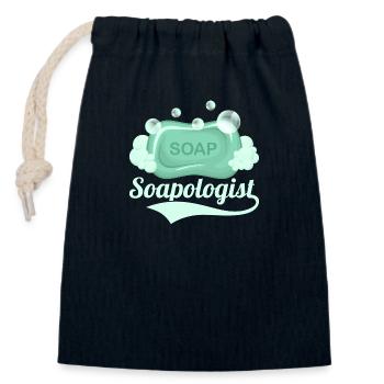 Savonologue Savonnier Fabrication de savon - Sac cadeau en coton avec cordon (14 x 20 cm) - bleu marine - Devant