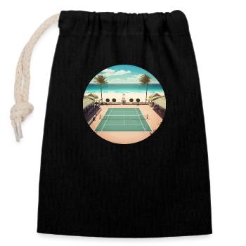 SJSs Tennis Dream Court - Sac cadeau en coton avec cordon (14 x 20 cm) - noir - Devant