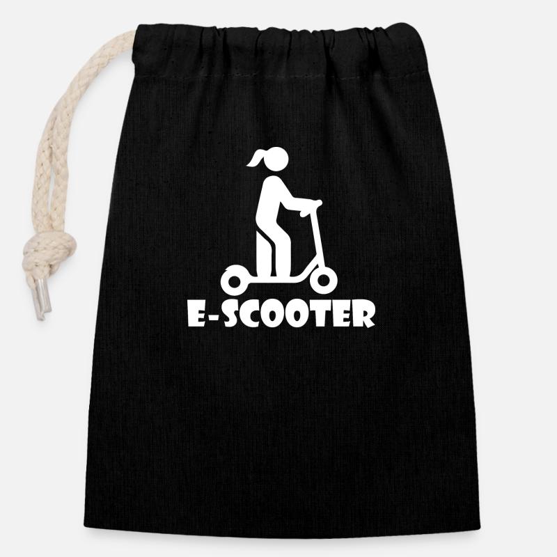 E-Scooter Roller Scooter - Sac cadeau en coton avec cordon (14 x 20 cm) - noir