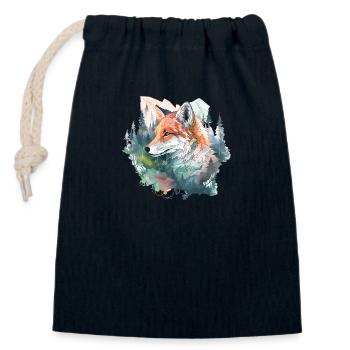 Fuchs Fuchskopf Natur Wildnis Wald Bäume Berge - Verschließbarer Geschenkbeutel aus Baumwolle (14x20cm) - Navy - Vorne