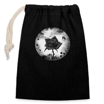 schwarze Rose Goth Gothic - Verschließbarer Geschenkbeutel aus Baumwolle (14x20cm) - Schwarz - Vorne