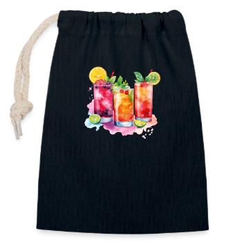 Cocktail Summer Beach Bar Club Party Drink - Sac cadeau en coton avec cordon (14 x 20 cm) - bleu marine - Devant