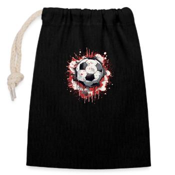 Fußball Ball - Verschließbarer Geschenkbeutel aus Baumwolle (14x20cm) - Schwarz - Vorne