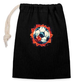 Fußball Ball - Verschließbarer Geschenkbeutel aus Baumwolle (14x20cm) - Schwarz - Vorne