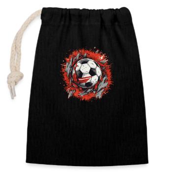 Fußball Ball - Verschließbarer Geschenkbeutel aus Baumwolle (14x20cm) - Schwarz - Vorne