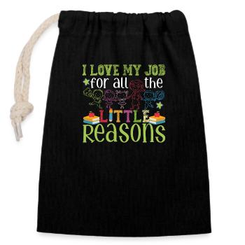Kindergarten Daycare Teacher - Closable cotton gift bag (14x20cm) - black - Front