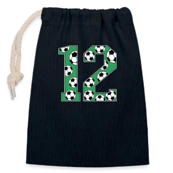 12 Geburtstag Fußball grün - Verschließbarer Geschenkbeutel aus Baumwolle (14x20cm) - Navy - Vorne