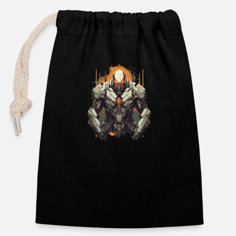 Mecha - Closable cotton gift bag (14x20cm) - black